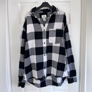 H&M Black and White Checkered women’s 100% cotton Shirt oversized retro